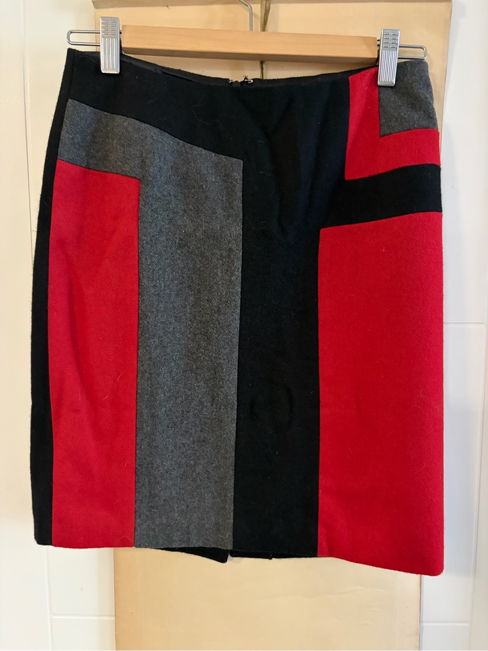 Forever 21 Red, Black & Gray Colorblock Pencil Skirt